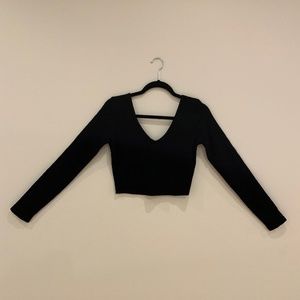 Deep-V Knit Crop Top